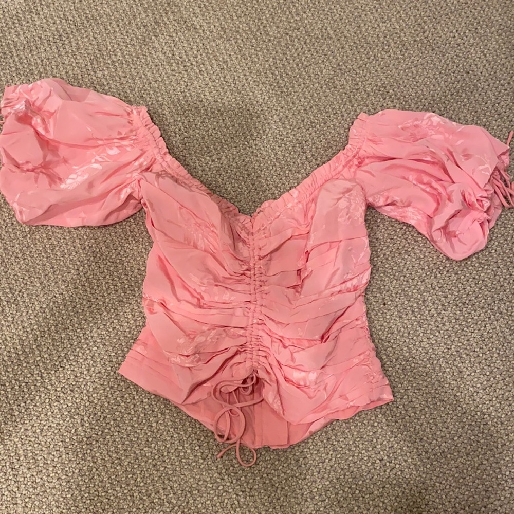 Isabelles cabinet Pink puffy sleeve Bc zip up top
